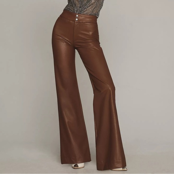 NWT ASKK NY Brighton Faux Leather Flare Pants